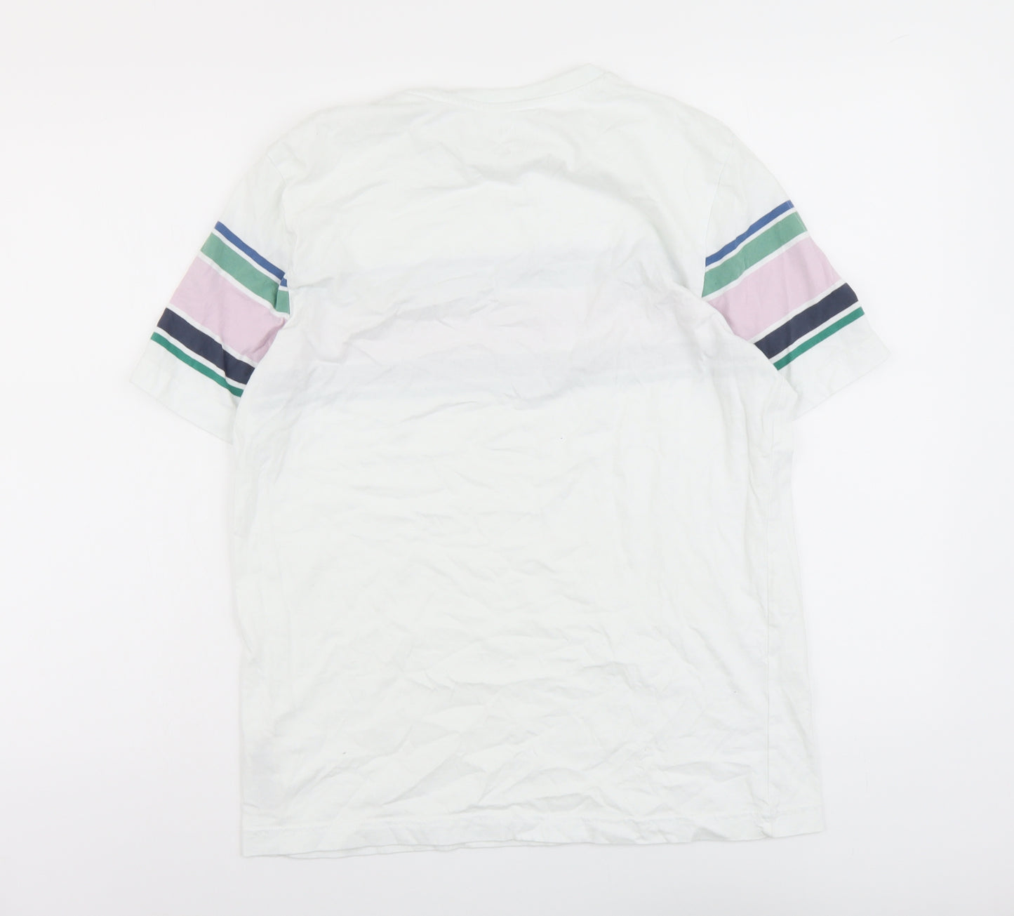 Marks and Spencer Mens White Colourblock Cotton T-Shirt Size M Round Neck