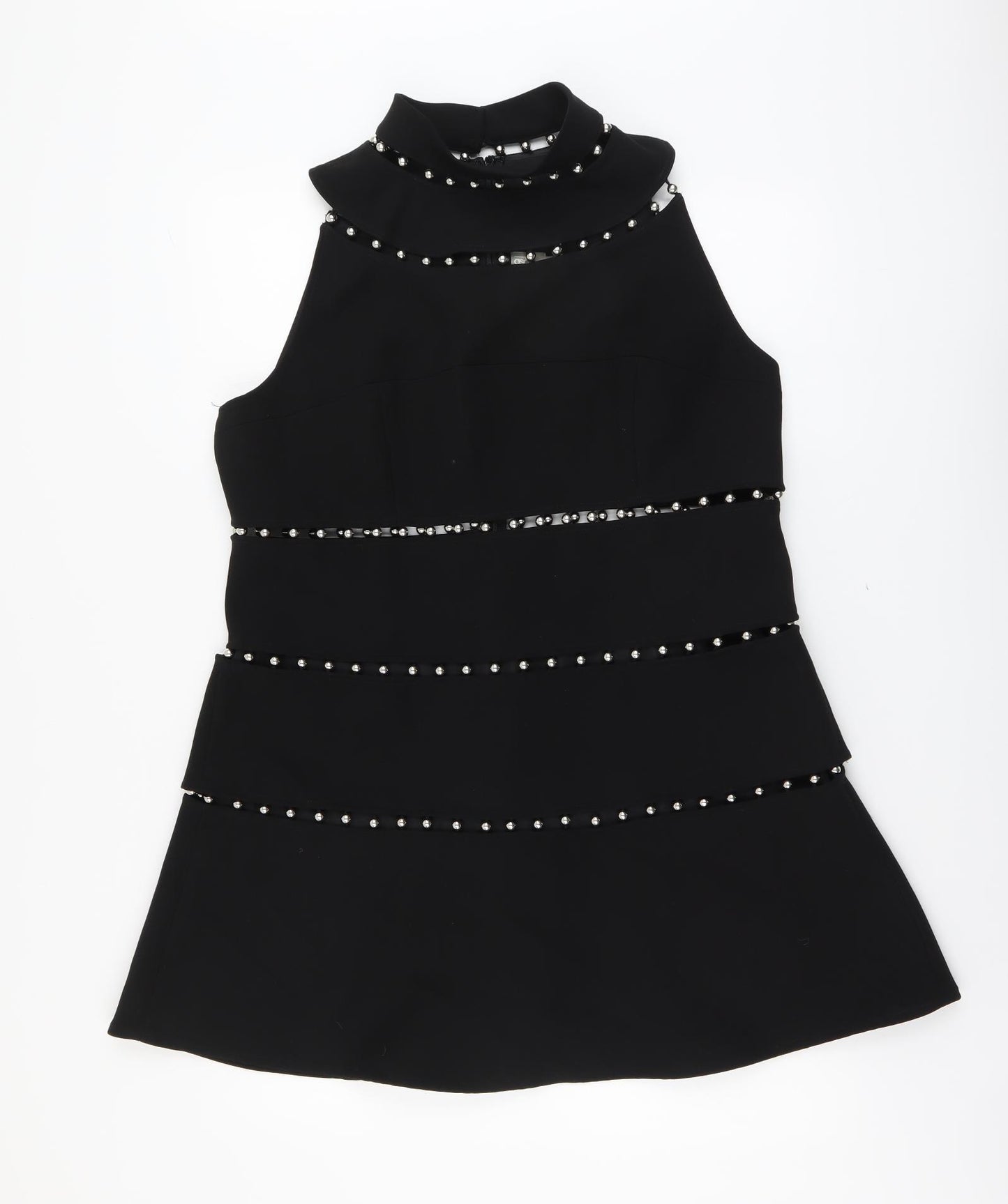 ASOS Womens Black Polyester A-Line Size 18 Round Neck Zip
