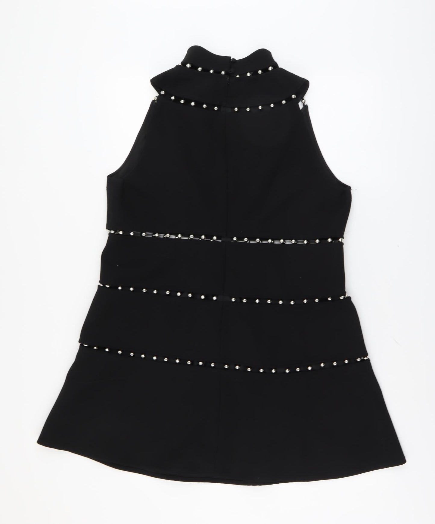 ASOS Womens Black Polyester A-Line Size 18 Round Neck Zip