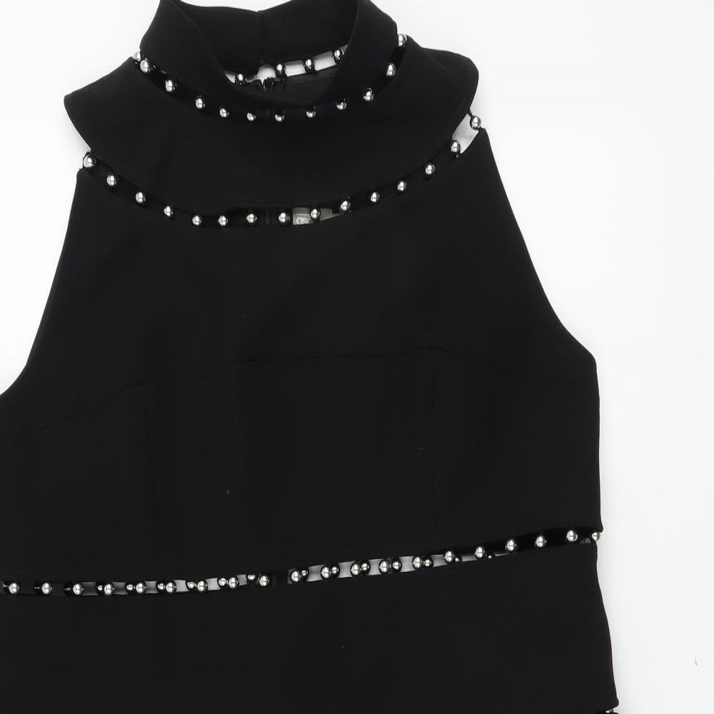 ASOS Womens Black Polyester A-Line Size 18 Round Neck Zip