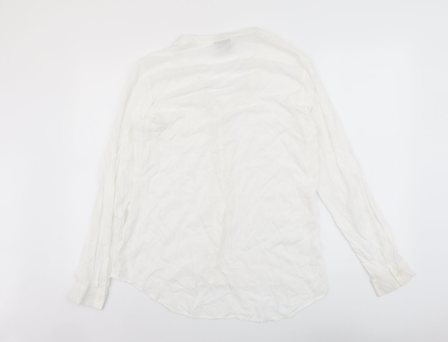 VERO MODA Womens White Viscose Basic Button-Up Size L V-Neck