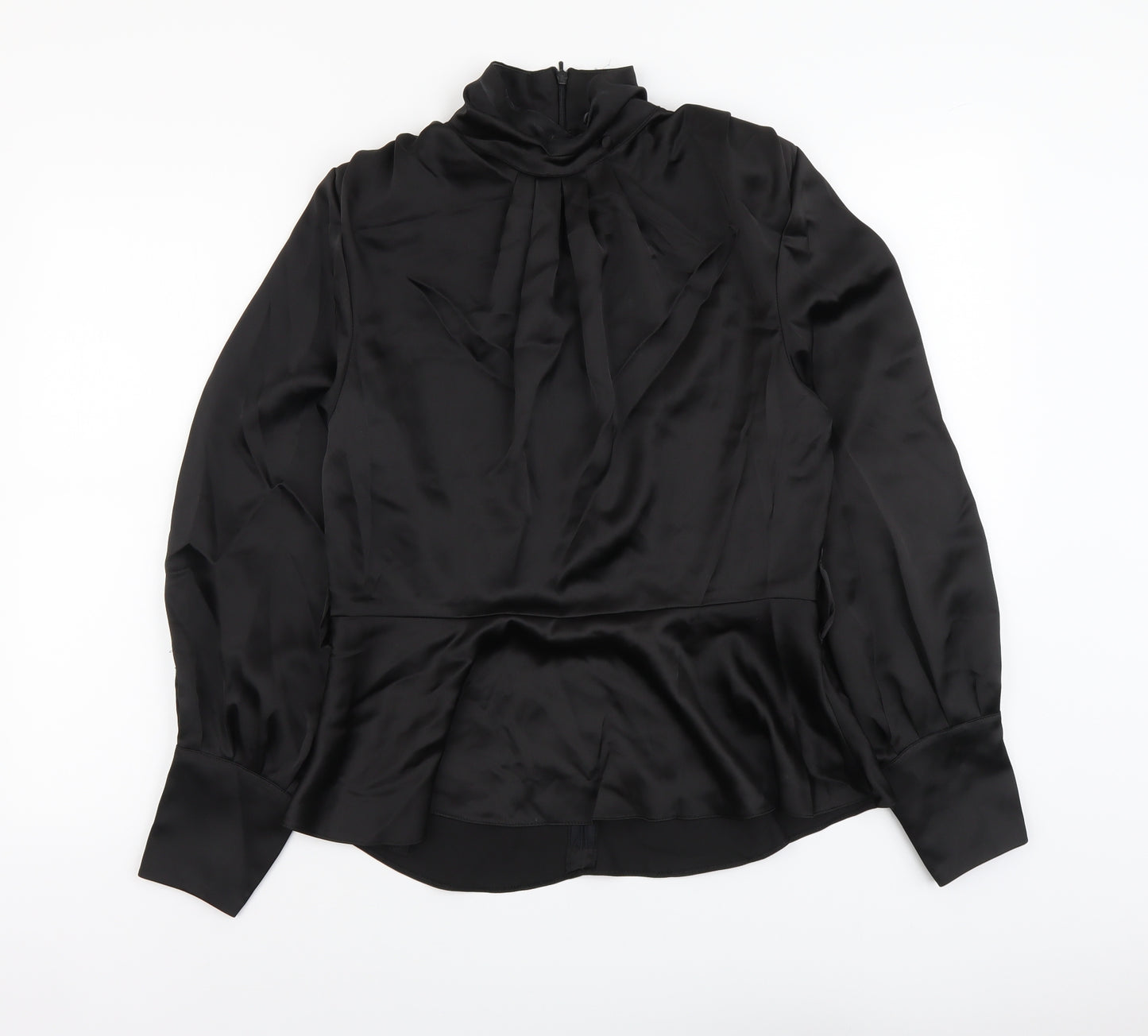 River Island Womens Black Polyester Basic Blouse Size 14 Mock Neck