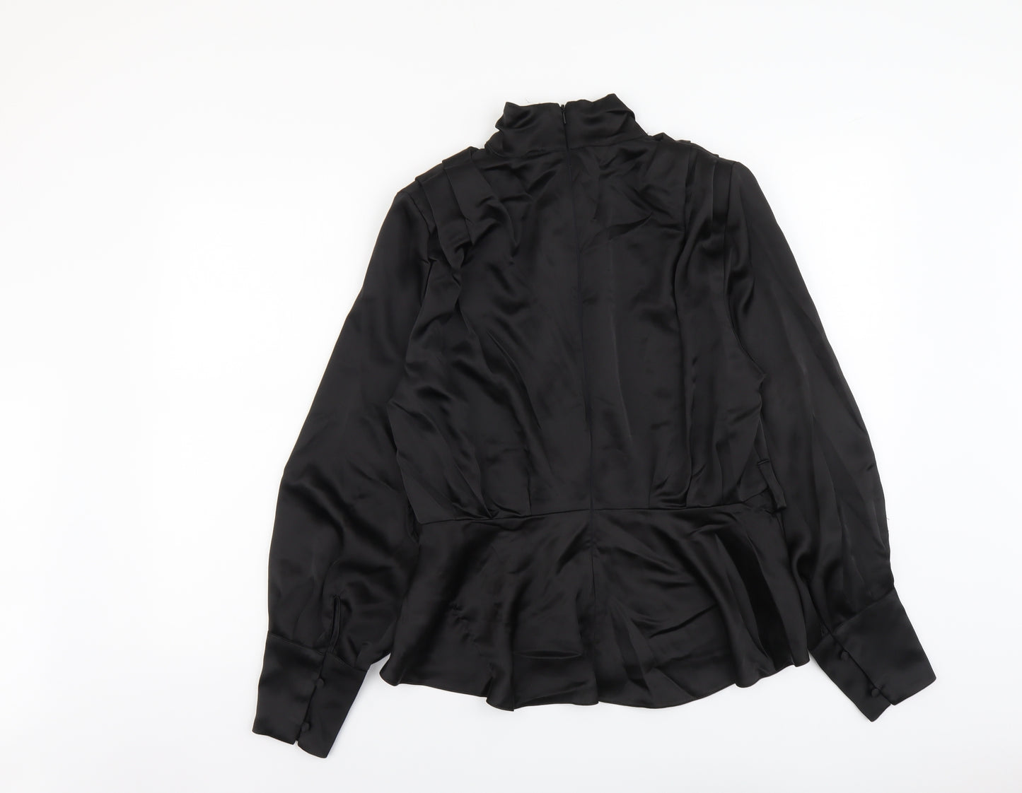 River Island Womens Black Polyester Basic Blouse Size 14 Mock Neck