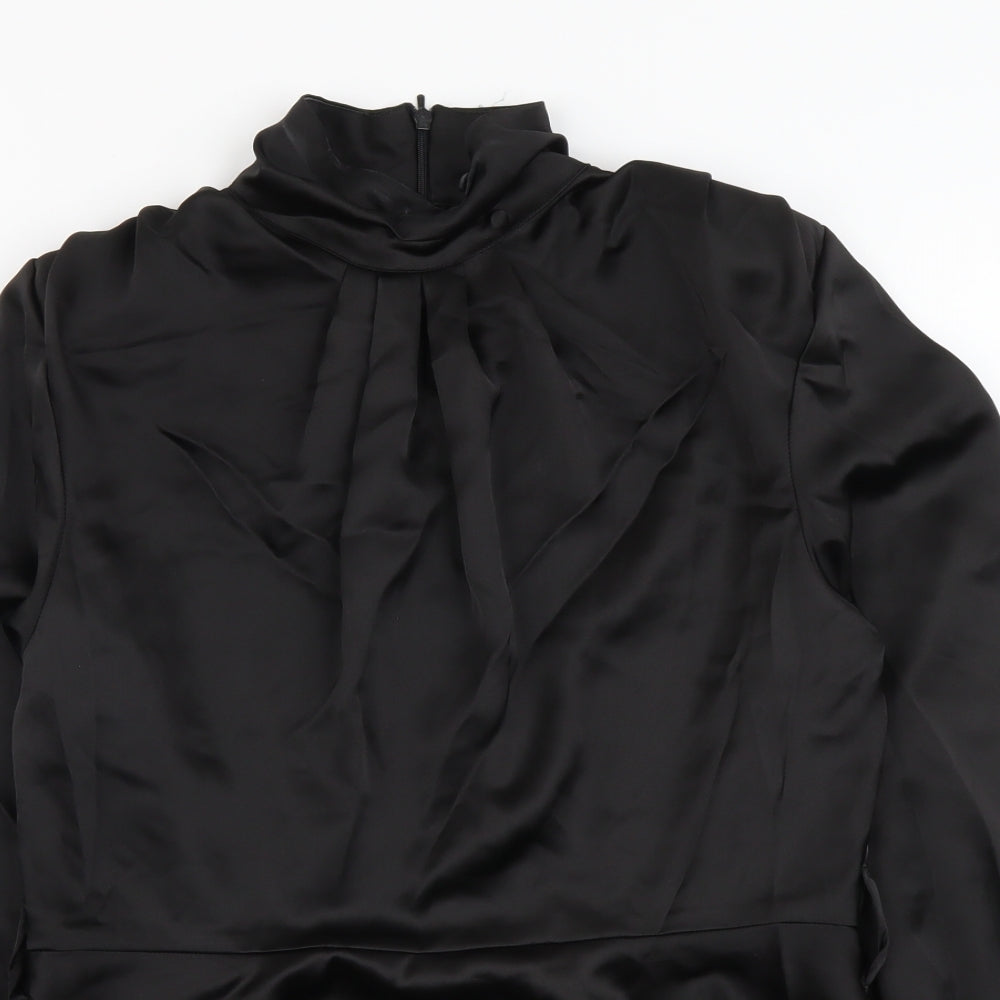 River Island Womens Black Polyester Basic Blouse Size 14 Mock Neck