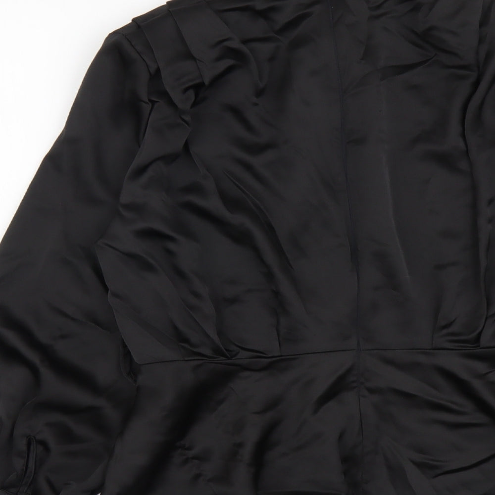River Island Womens Black Polyester Basic Blouse Size 14 Mock Neck