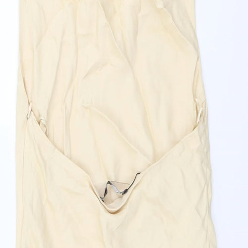Zara Womens Beige Polyester Slip Dress Size S Halter Zip
