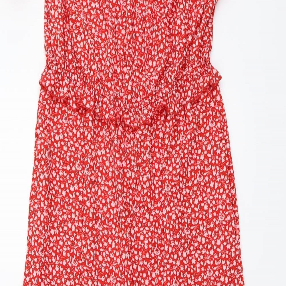 SheIn Womens Red Floral Polyester Jumpsuit One-Piece Size L Pullover