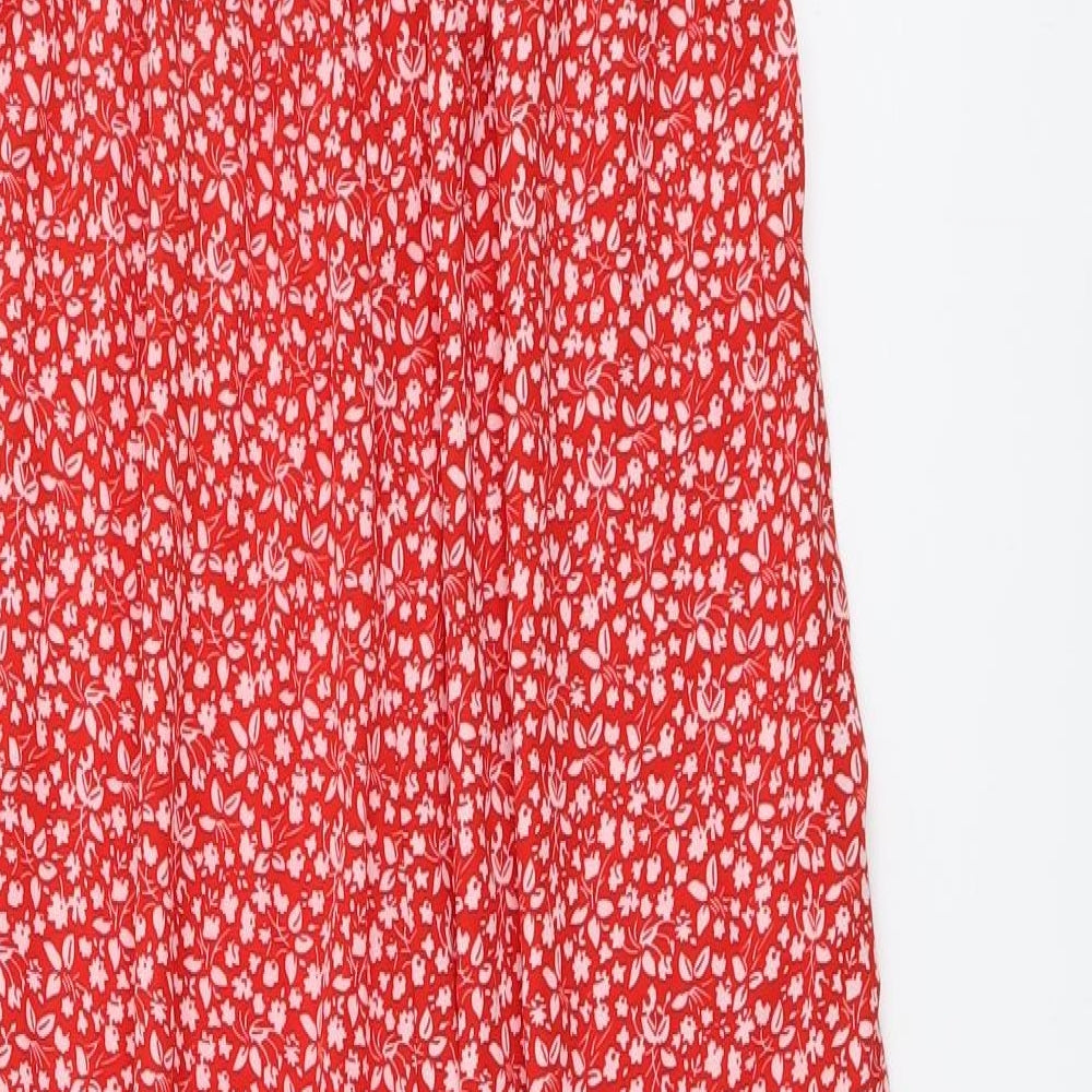 SheIn Womens Red Floral Polyester Jumpsuit One-Piece Size L Pullover