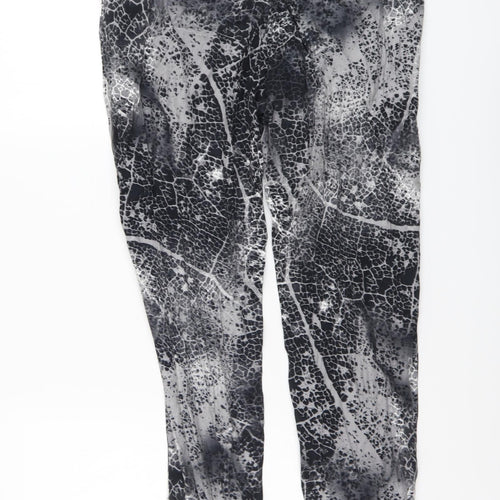 Topshop Womens Grey Geometric Polyester Trousers Size 12 L29 in Regular Button