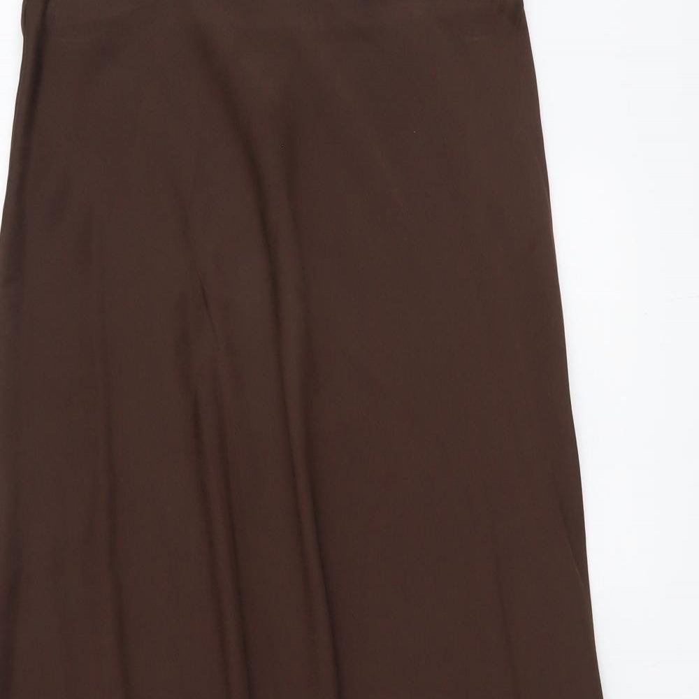 Marks and Spencer Womens Brown Polyester Swing Skirt Size 8