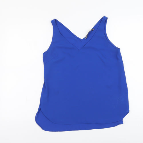 Principles Womens Blue Polyester Basic Tank Size 8 V-Neck