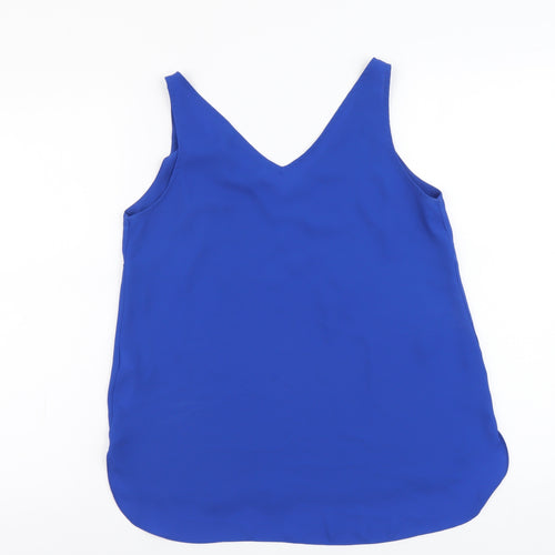 Principles Womens Blue Polyester Basic Tank Size 8 V-Neck