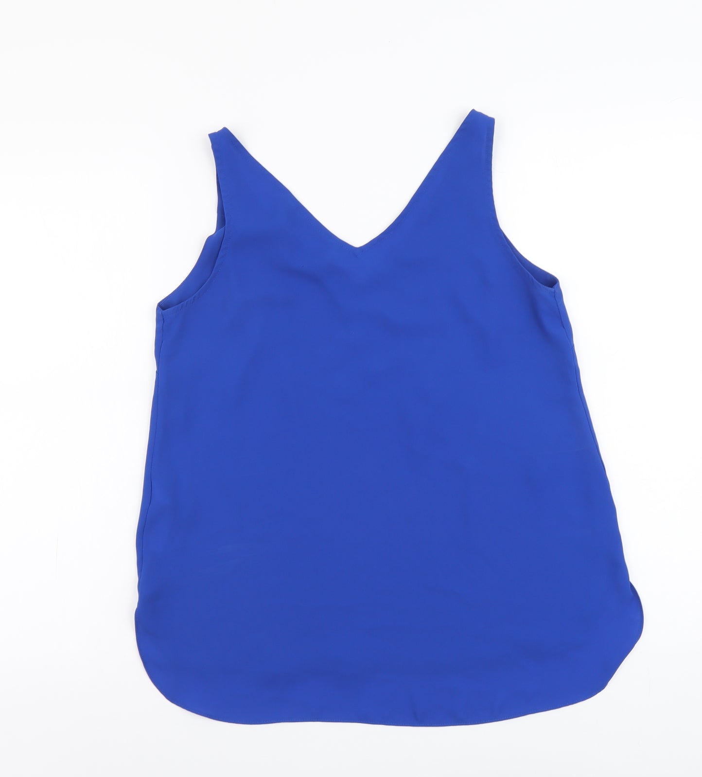 Principles Womens Blue Polyester Basic Tank Size 8 V-Neck