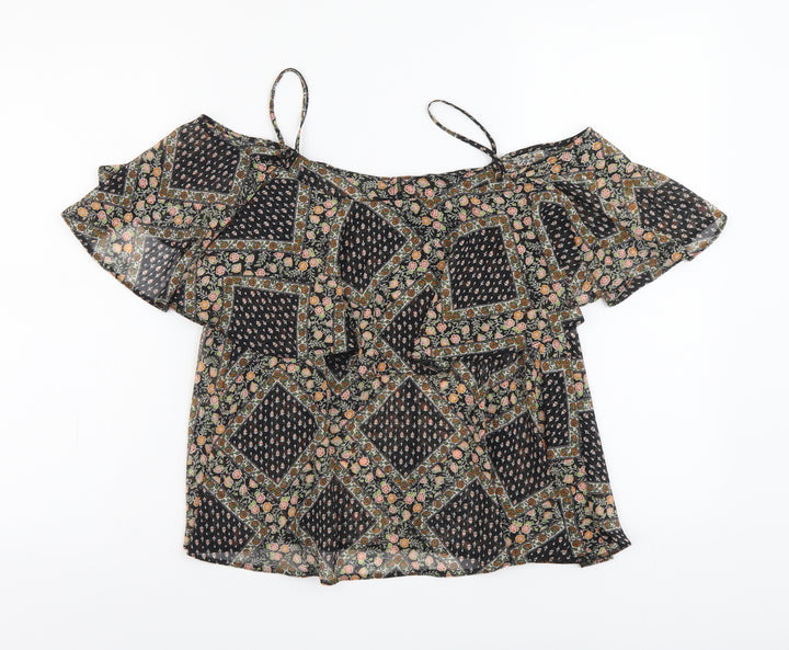 Atmosphere Womens Multicoloured Floral Polyester Basic Blouse Size 10 Square Neck - Cold Shoulder