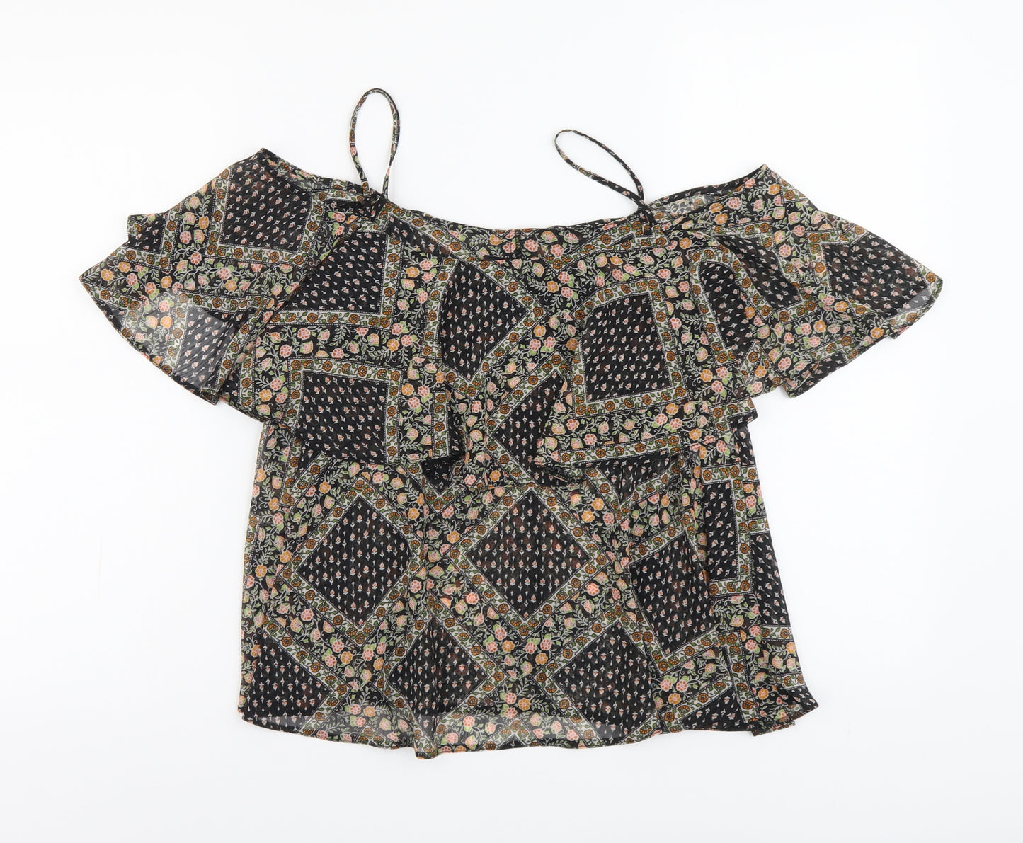 Atmosphere Womens Multicoloured Floral Polyester Basic Blouse Size 10 Square Neck - Cold Shoulder