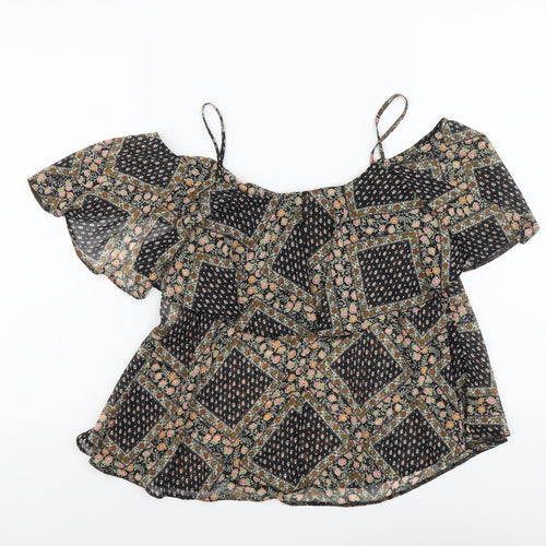 Atmosphere Womens Multicoloured Floral Polyester Basic Blouse Size 10 Square Neck - Cold Shoulder