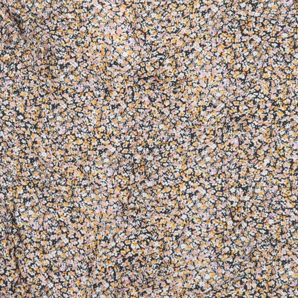 Mauvette Womens Multicoloured Floral Viscose Basic Blouse Size 14 V-Neck - Knot Front