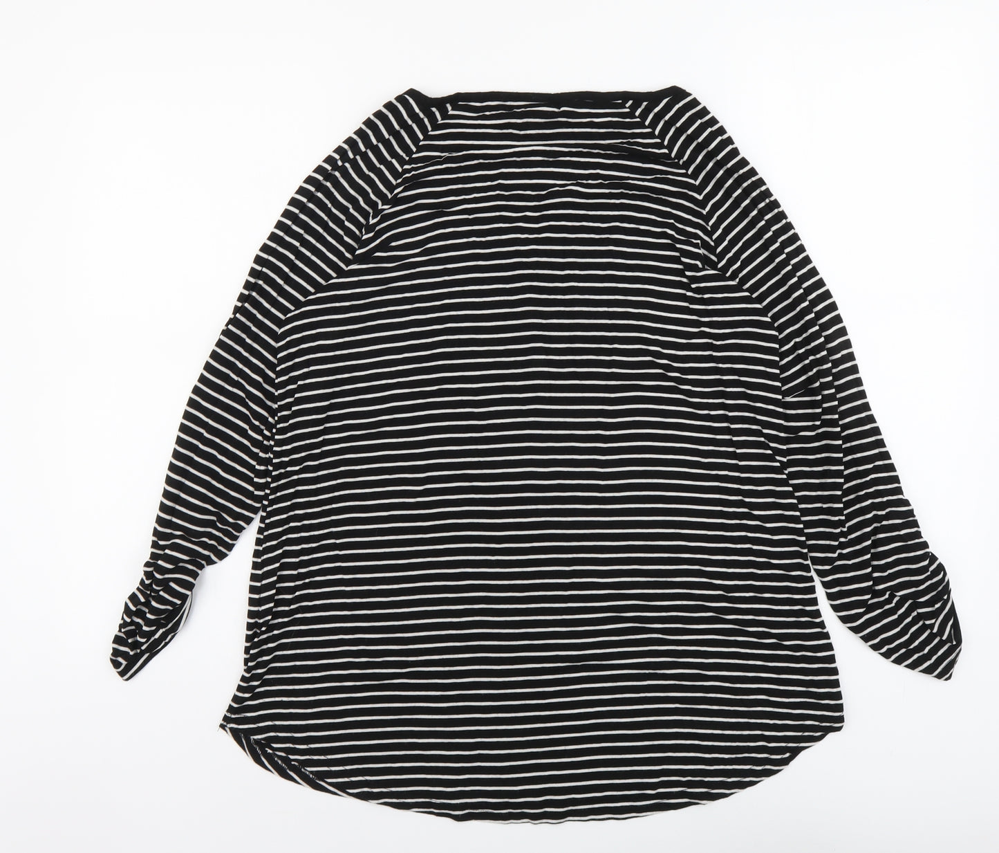 Atmosphere Womens Black Striped Viscose Basic Blouse Size 16 V-Neck