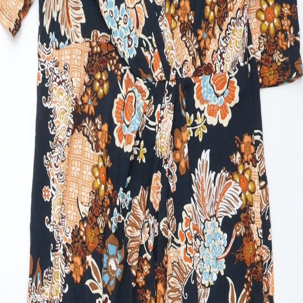 Marks and Spencer Womens Multicoloured Floral Viscose Maxi Size 12 V-Neck Pullover