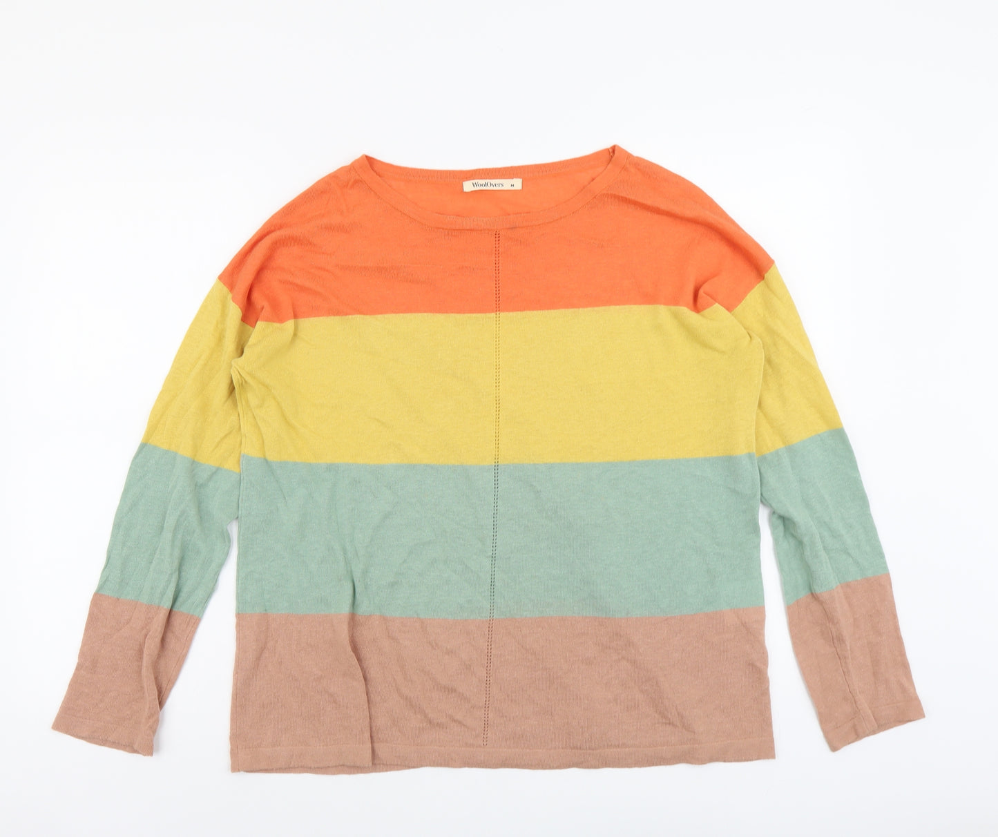 Woolovers Womens Multicoloured Boat Neck Striped Linen Pullover Jumper Size M