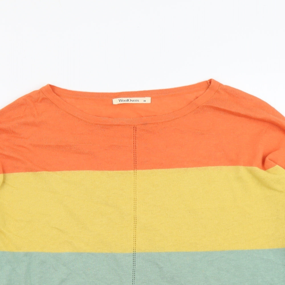 Woolovers Womens Multicoloured Boat Neck Striped Linen Pullover Jumper Size M