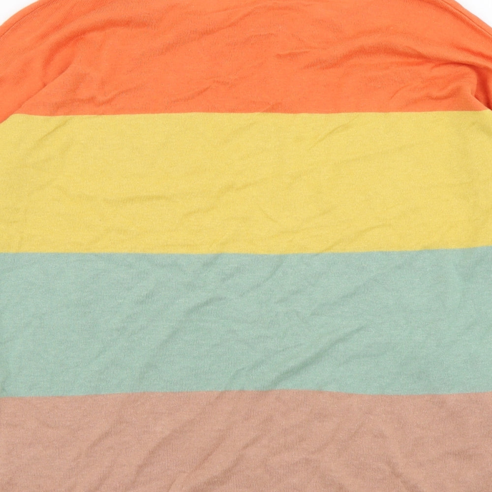 Woolovers Womens Multicoloured Boat Neck Striped Linen Pullover Jumper Size M