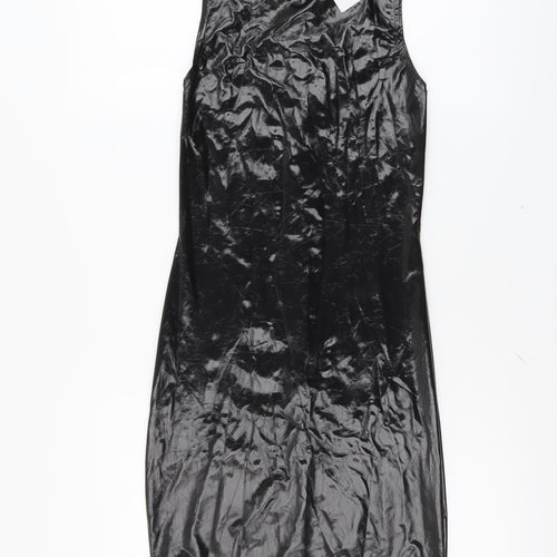 Missguided Womens Black Polyester Bodycon Size 8 Mock Neck Zip