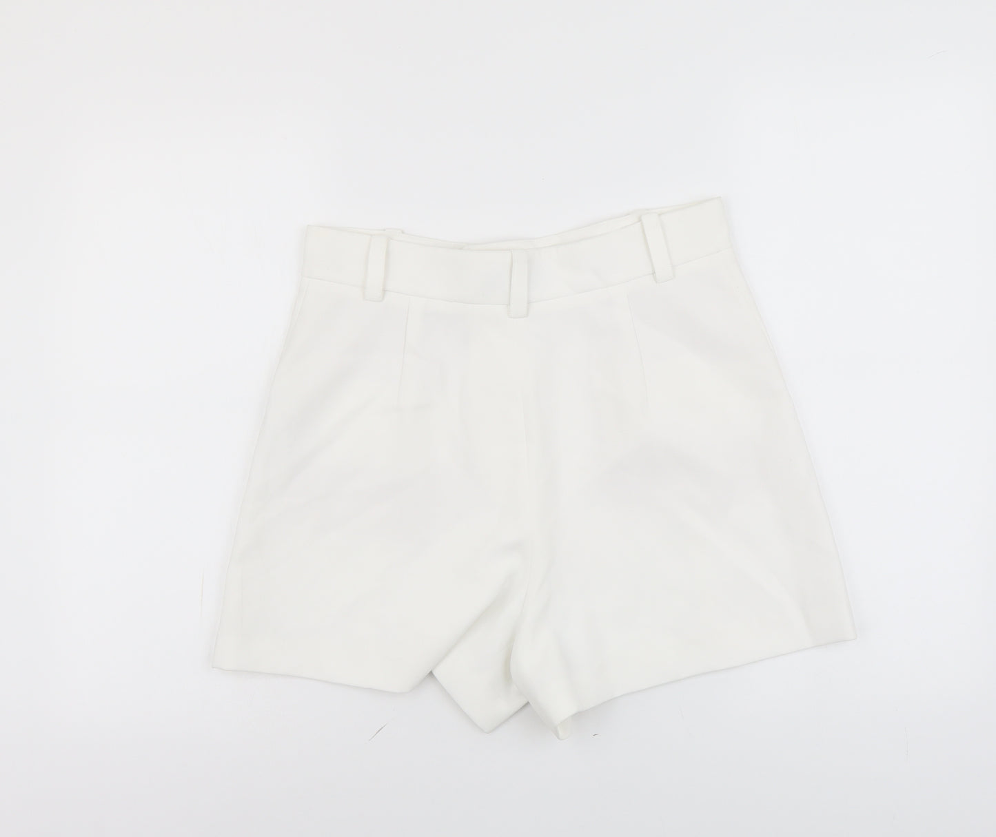 Zara Womens White Polyester Culotte Shorts Size M L4 in Regular Button