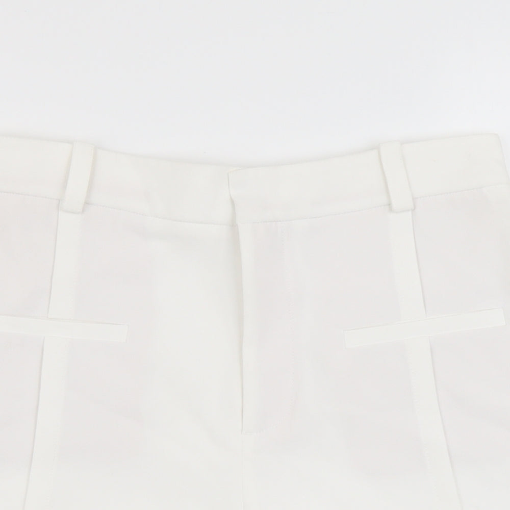 Zara Womens White Polyester Culotte Shorts Size M L4 in Regular Button
