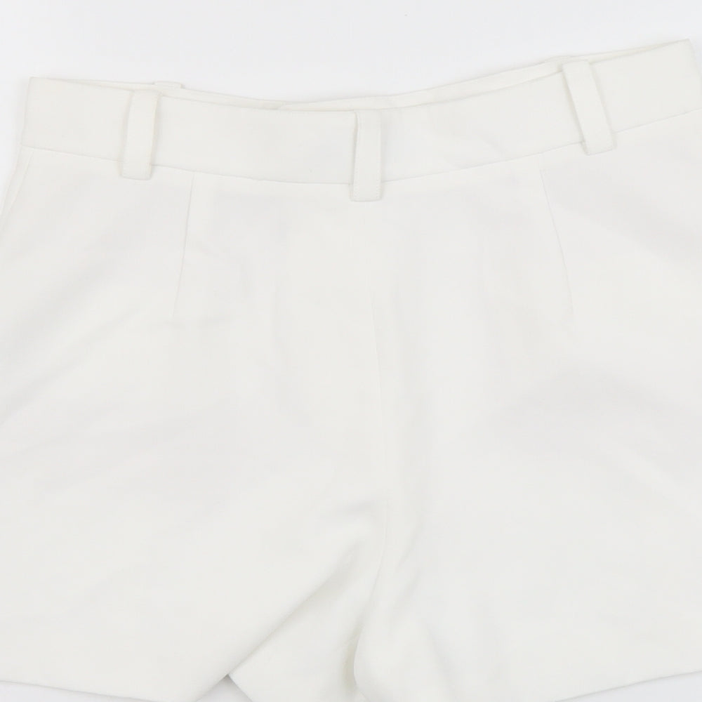 Zara Womens White Polyester Culotte Shorts Size M L4 in Regular Button