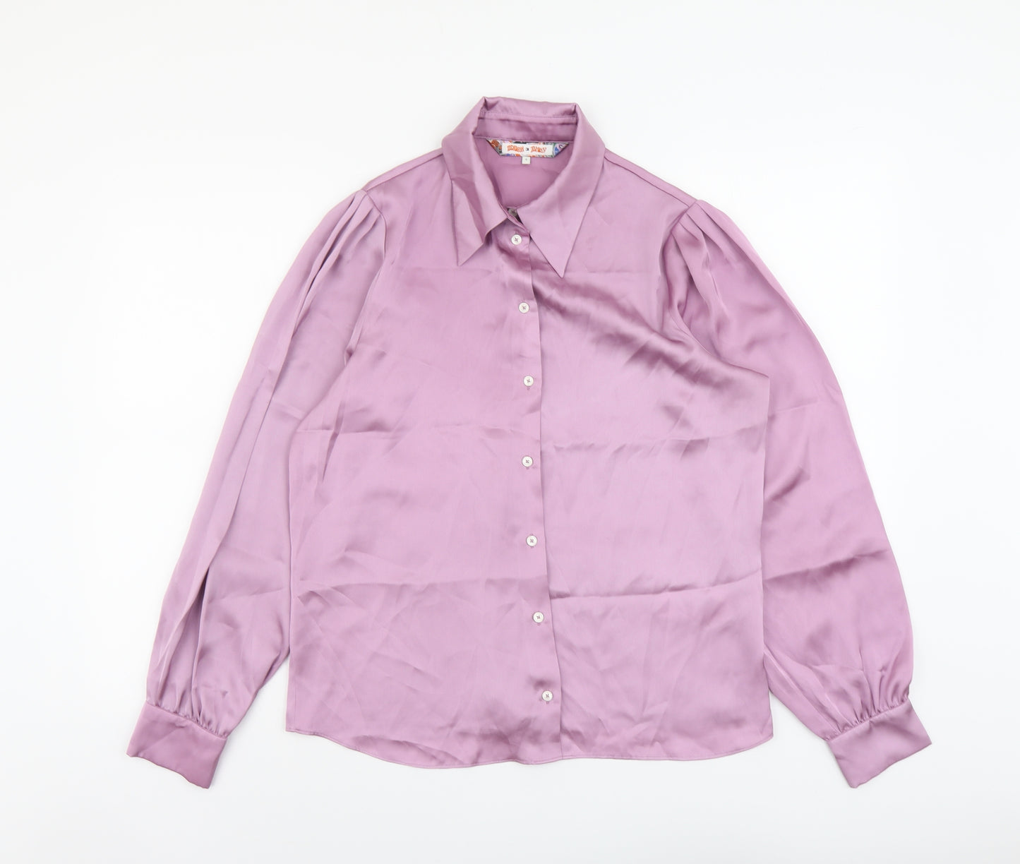 Tommy Hilfiger Womens Purple Polyester Basic Button-Up Size 6 Collared