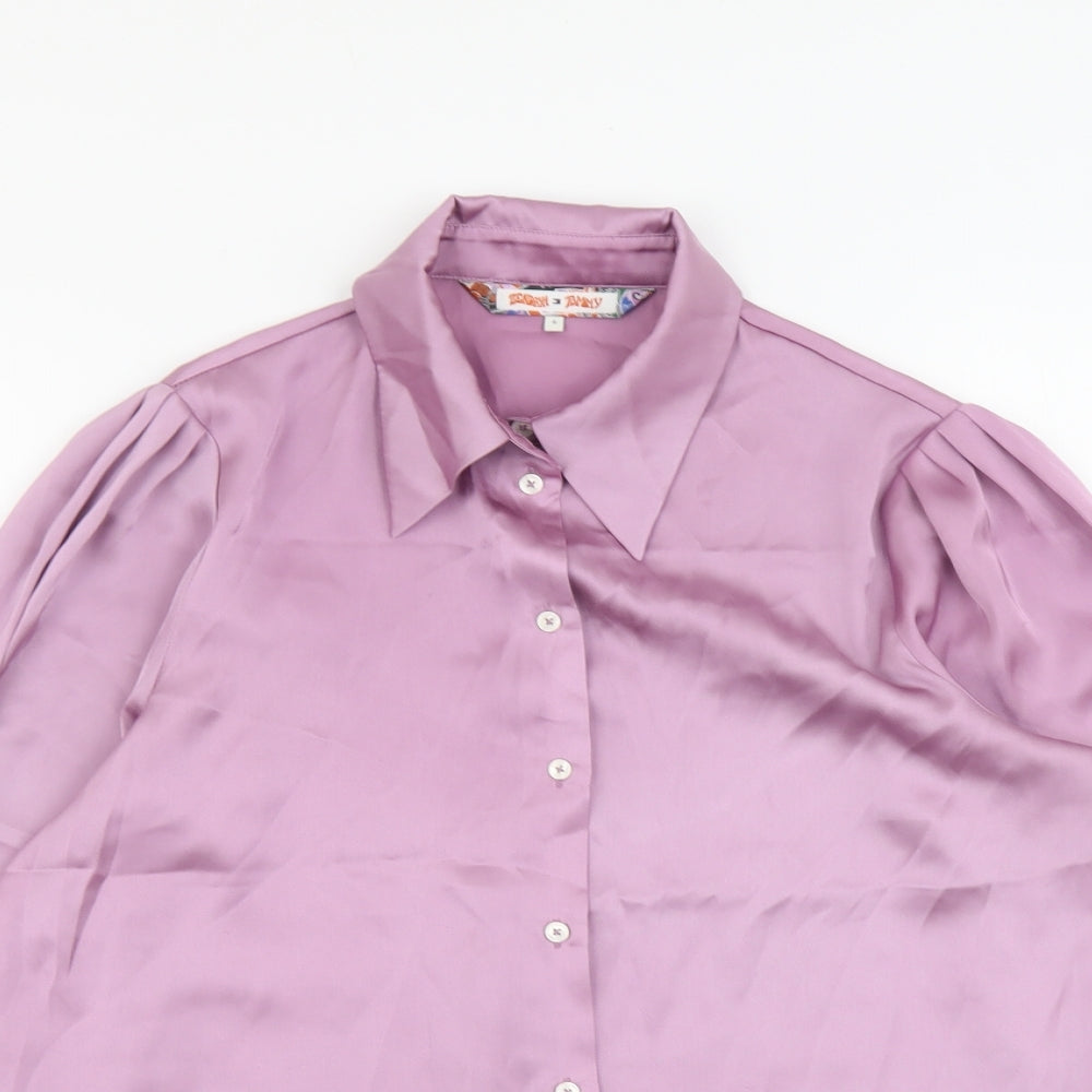 Tommy Hilfiger Womens Purple Polyester Basic Button-Up Size 6 Collared