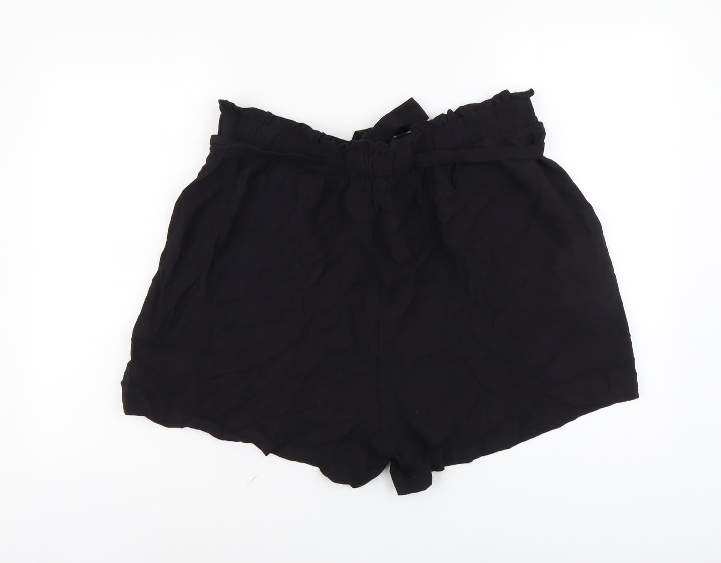 New Look Womens Black Viscose Paperbag Shorts Size 18 L3 in Regular Pull On