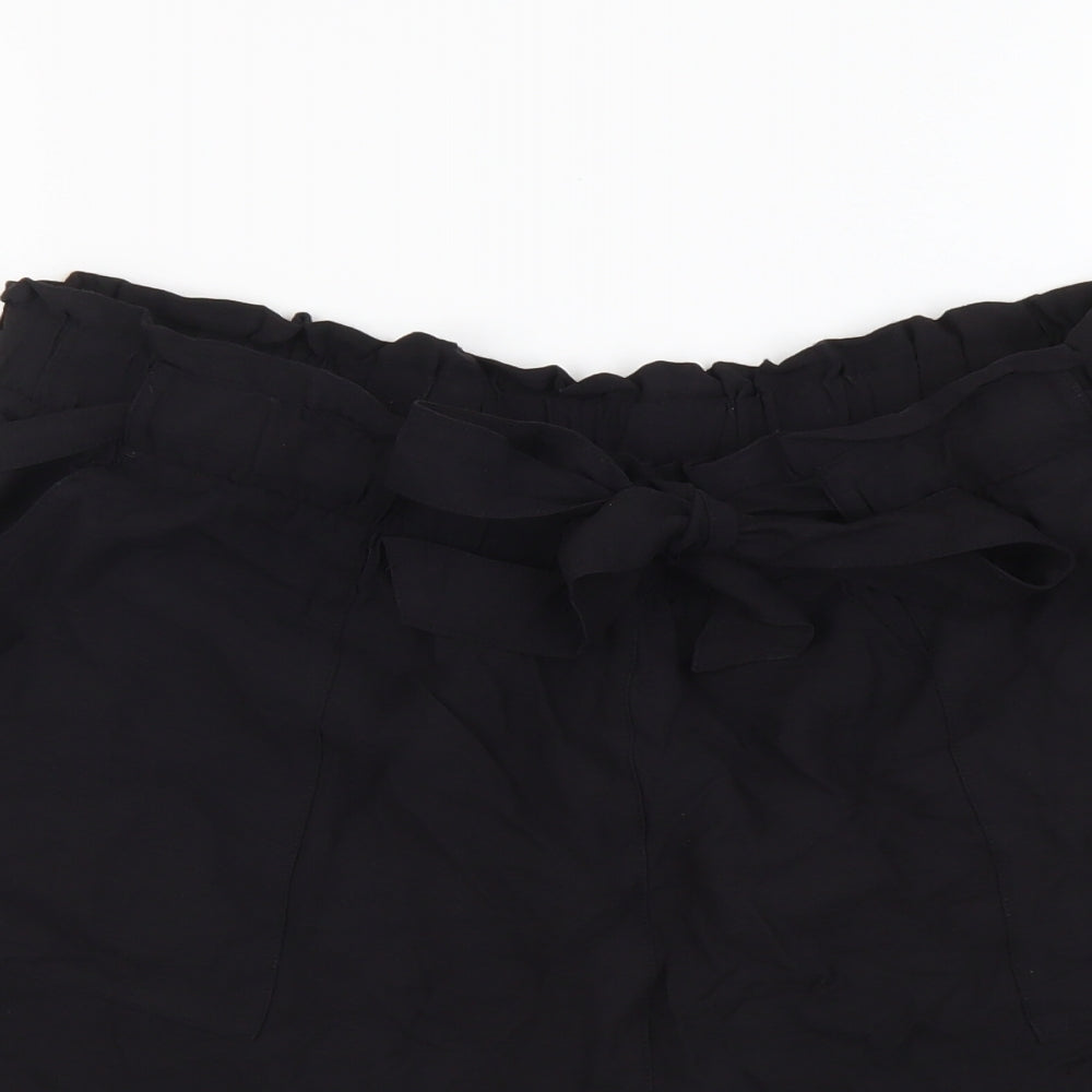 New Look Womens Black Viscose Paperbag Shorts Size 18 L3 in Regular Pull On