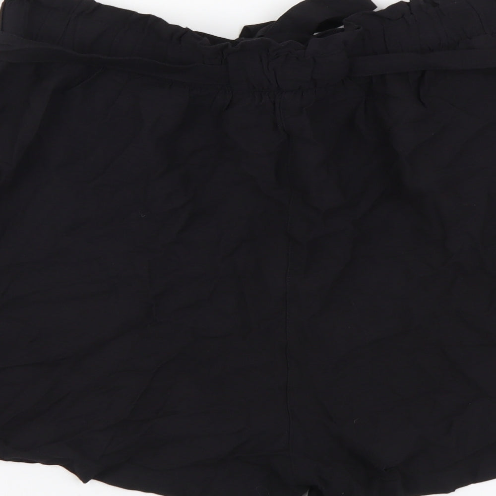 New Look Womens Black Viscose Paperbag Shorts Size 18 L3 in Regular Pull On