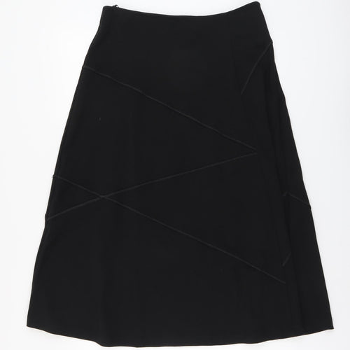 David Emanuel Womens Black Polyester Swing Skirt Size 14 Zip