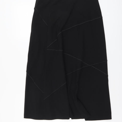 David Emanuel Womens Black Polyester Swing Skirt Size 14 Zip