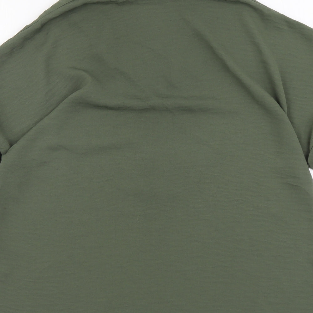 Lipsy Womens Green Polyester Basic Blouse Size 12 V-Neck