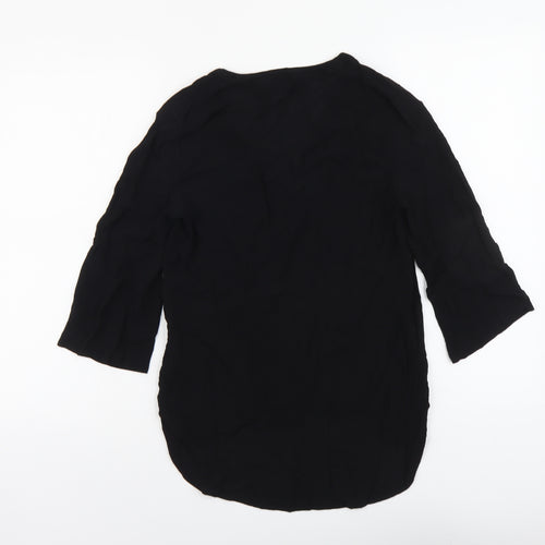 Zara Womens Black Polyester Basic T-Shirt Size S Round Neck