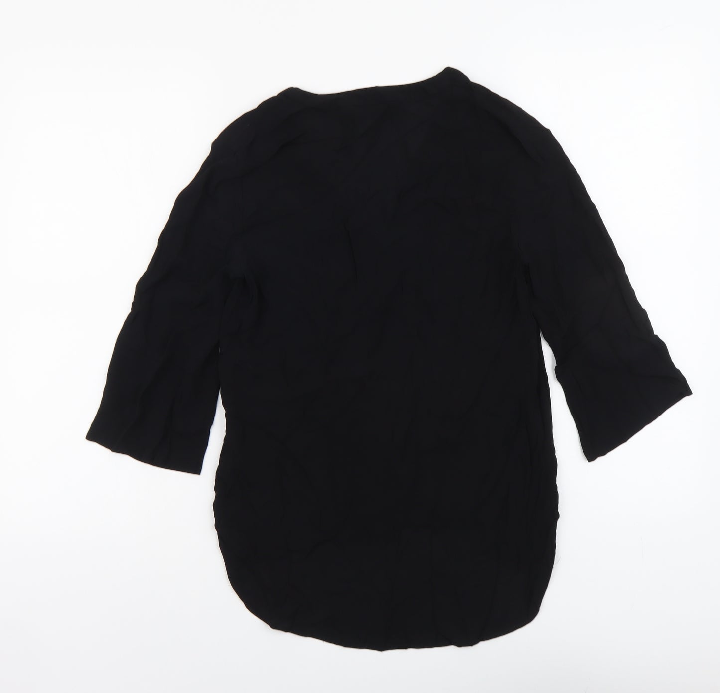 Zara Womens Black Polyester Basic T-Shirt Size S Round Neck