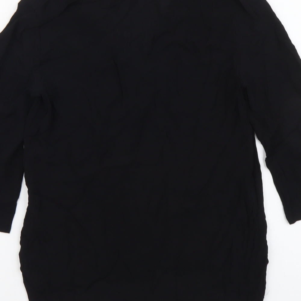 Zara Womens Black Polyester Basic T-Shirt Size S Round Neck