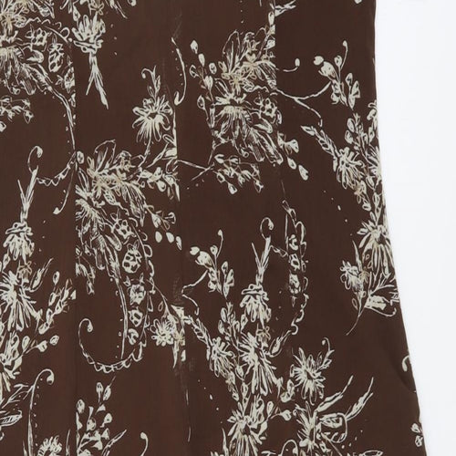 Studio Womens Brown Floral Polyester Trapeze & Swing Size 12 Round Neck Zip