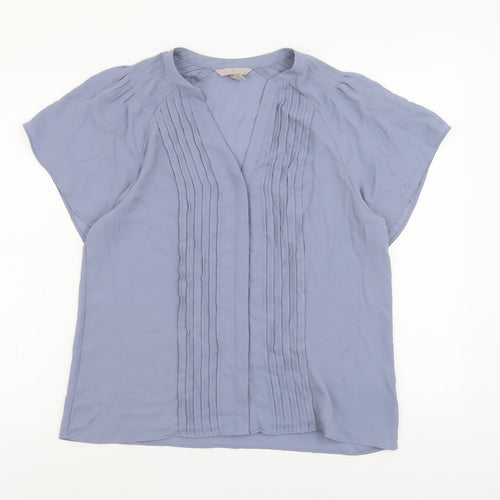 H&M Womens Blue Polyester Basic Blouse Size M V-Neck
