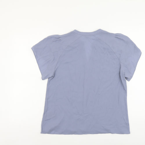 H&M Womens Blue Polyester Basic Blouse Size M V-Neck