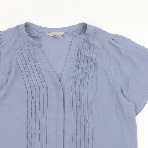 H&M Womens Blue Polyester Basic Blouse Size M V-Neck