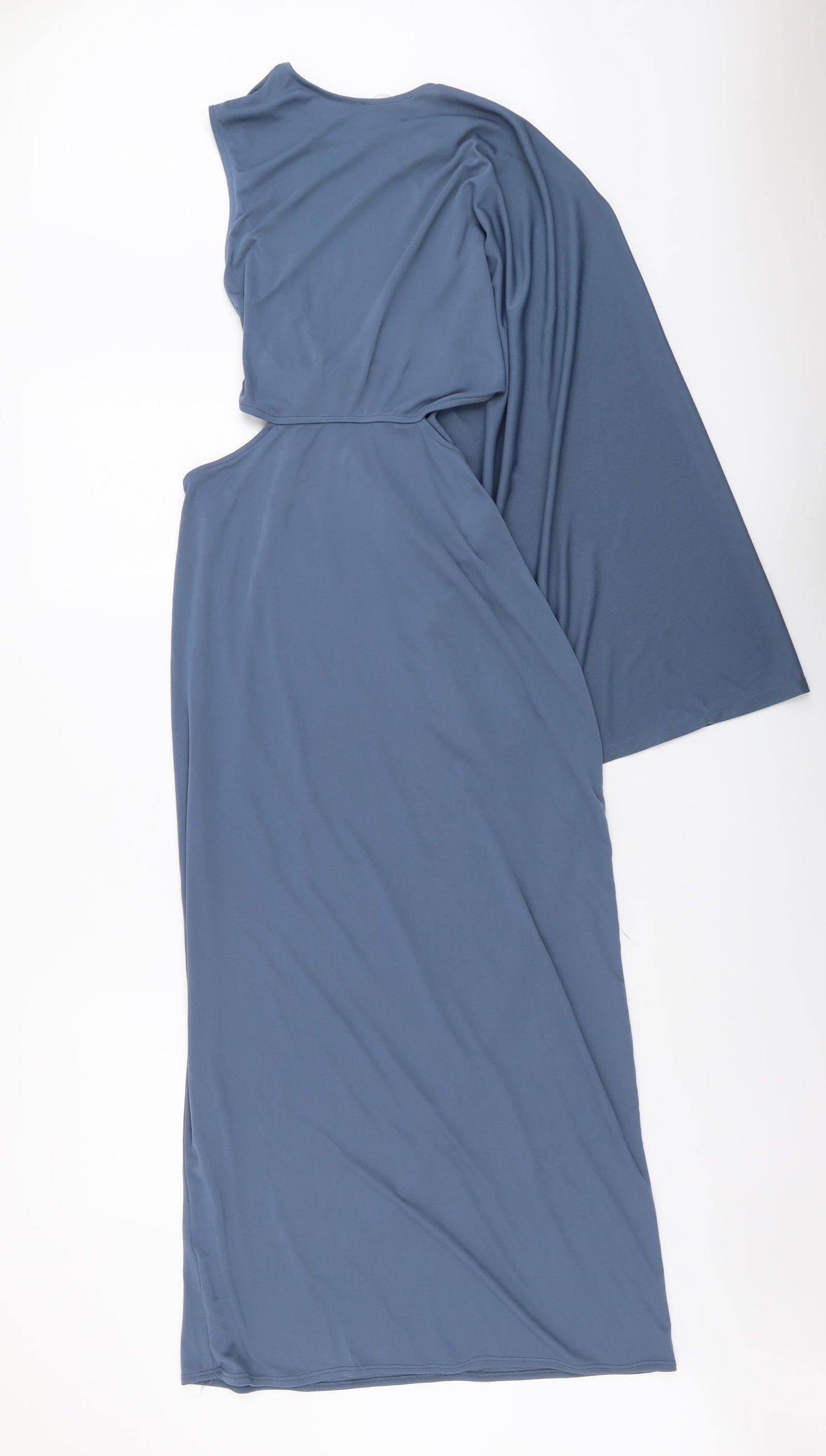 Zara Womens Blue Polyester Maxi Size M One Shoulder Pullover