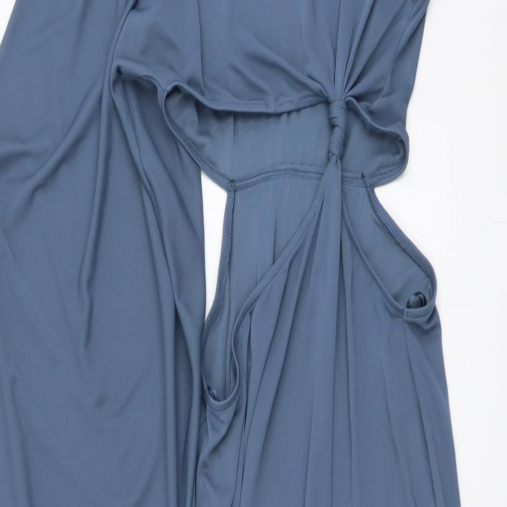 Zara Womens Blue Polyester Maxi Size M One Shoulder Pullover
