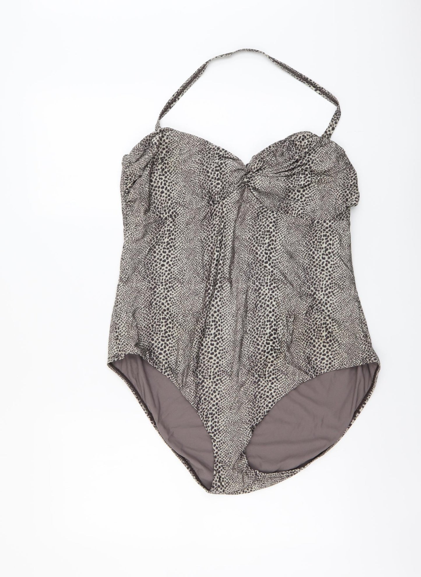Marks and Spencer Womens Beige Geometric Polyester One Piece Size 22