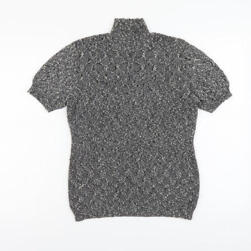 Planet Womens Grey Polyester Basic T-Shirt Size M High Neck