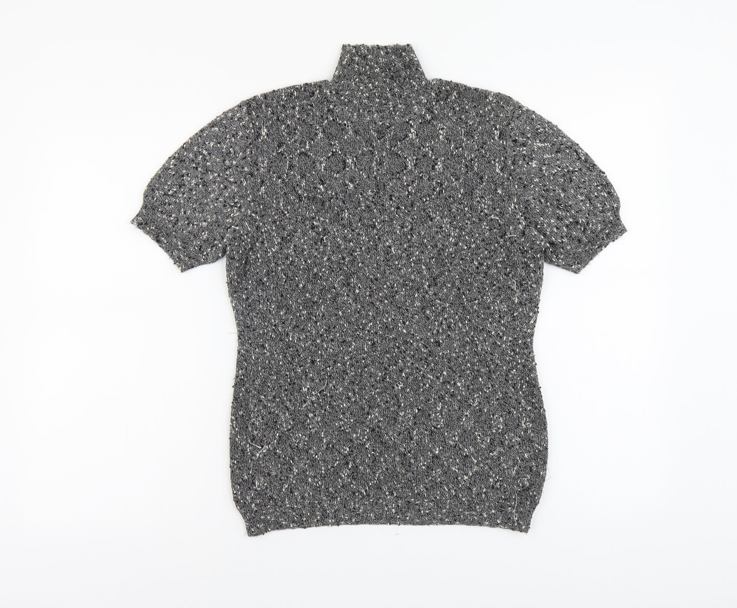 Planet Womens Grey Polyester Basic T-Shirt Size M High Neck